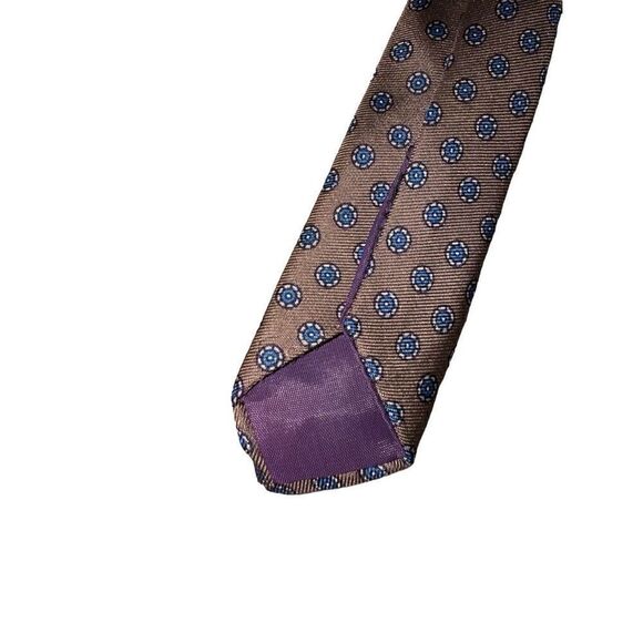 Keys & Lockwood Brown Flower Dots Print Handmade in USA Neck Tie - Picture 6 of 6